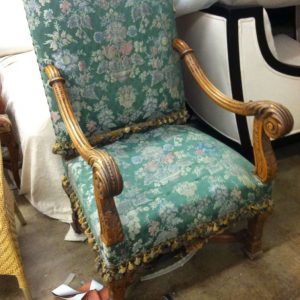 old green armchair