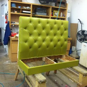 light green leather booth