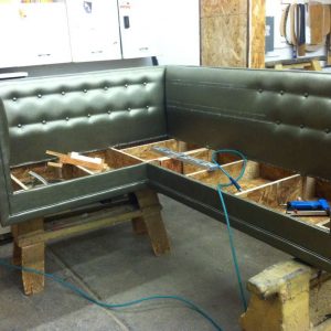 dark green booth upholstering
