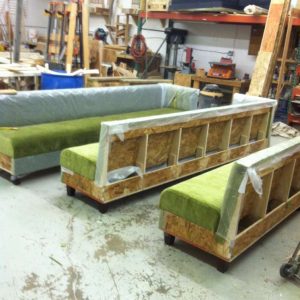 green booths ready for transport