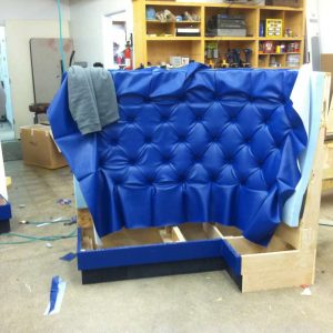 round blue booth